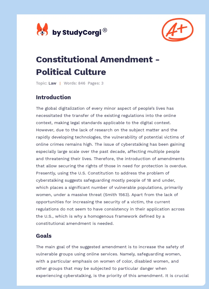 Constitutional Amendment - Political Culture. Page 1
