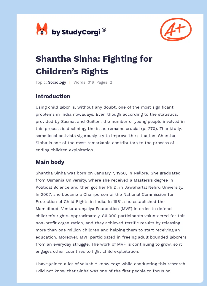 Shantha Sinha: Fighting for Children’s Rights. Page 1