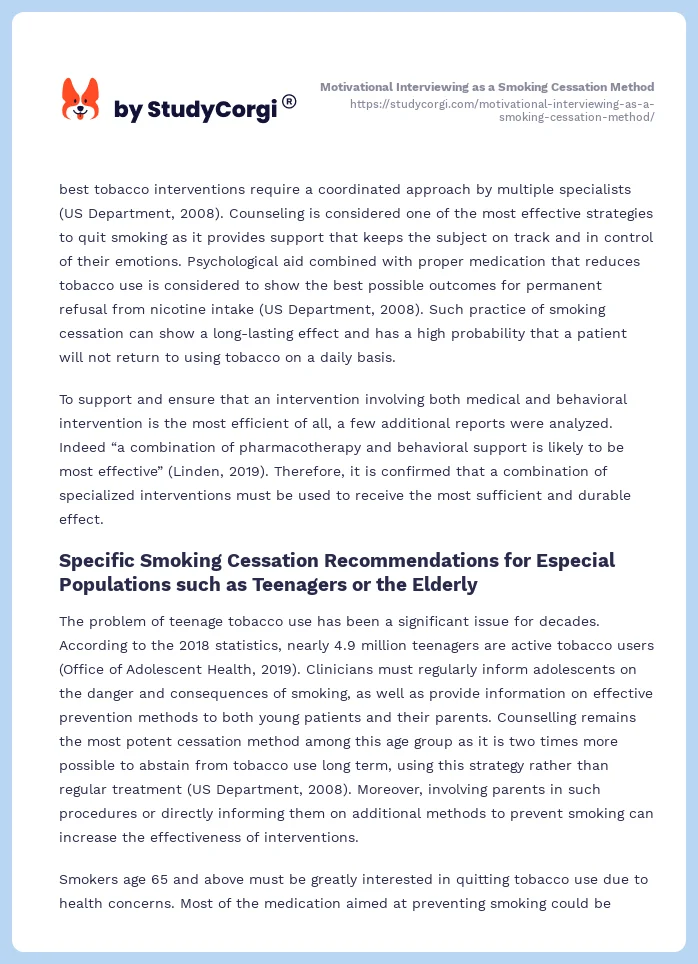Motivational Interviewing as a Smoking Cessation Method. Page 2