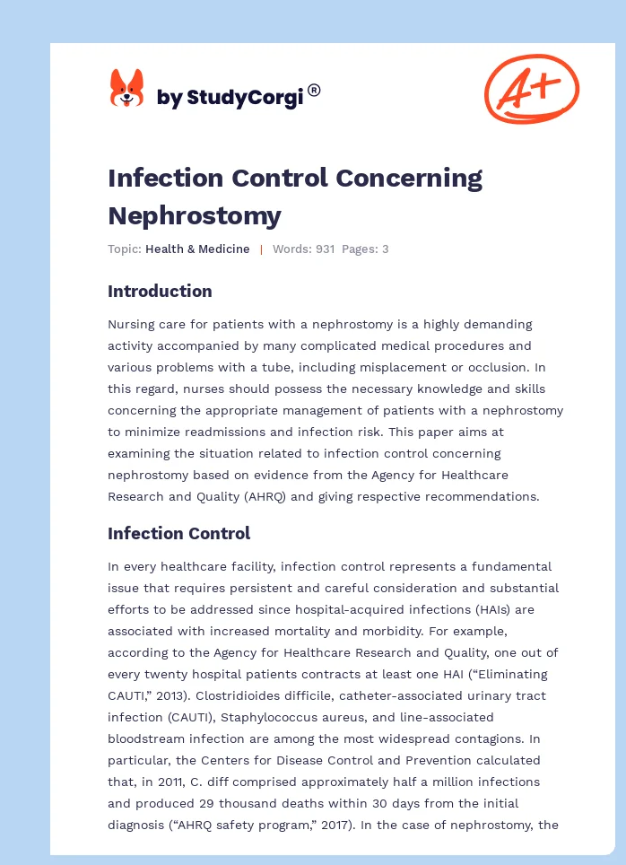 Infection Control Concerning Nephrostomy. Page 1