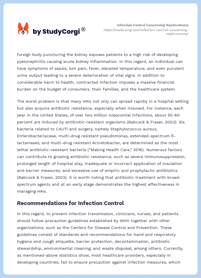 Infection Control Concerning Nephrostomy. Page 2