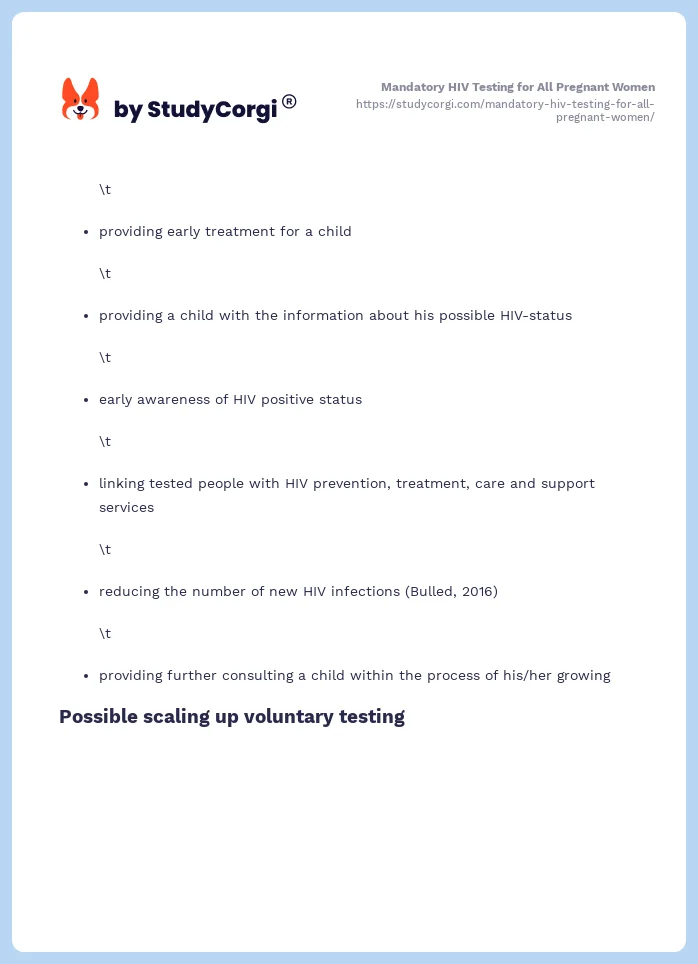 Mandatory HIV Testing for All Pregnant Women. Page 2