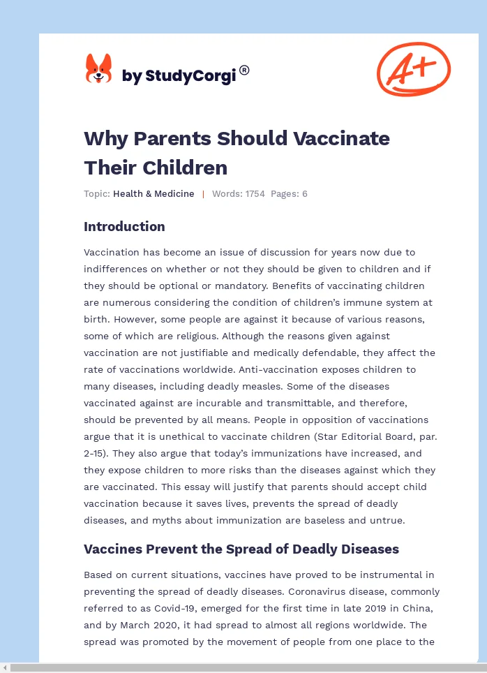 Why Parents Should Vaccinate Their Children. Page 1