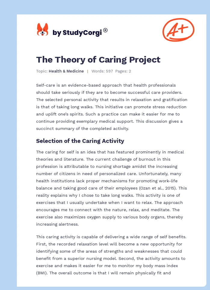 The Theory of Caring Project. Page 1