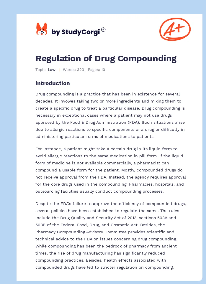 Regulation of Drug Compounding. Page 1