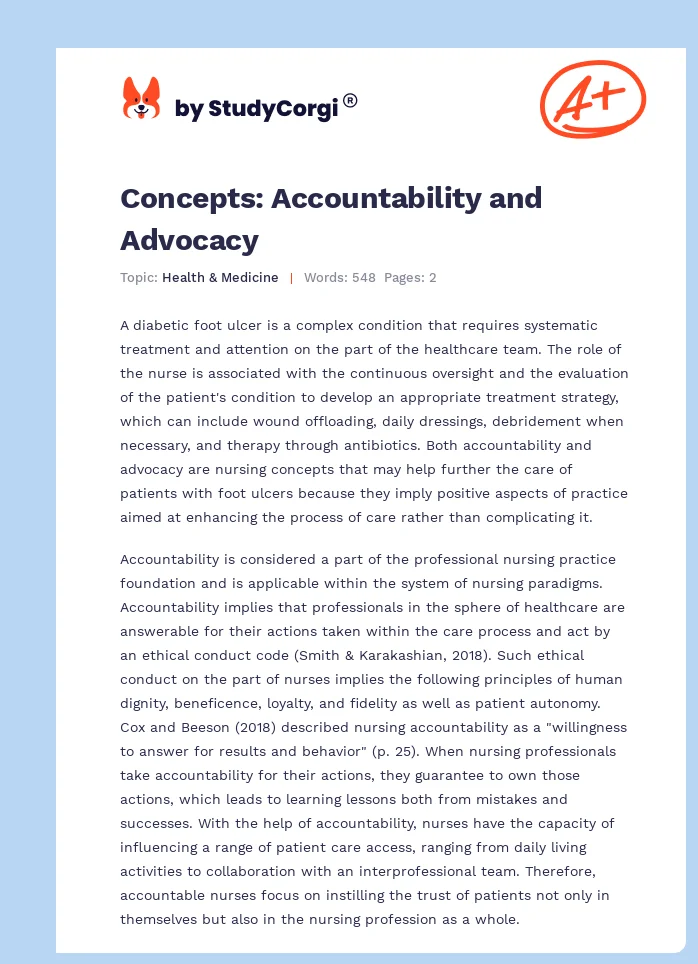 Concepts: Accountability and Advocacy. Page 1