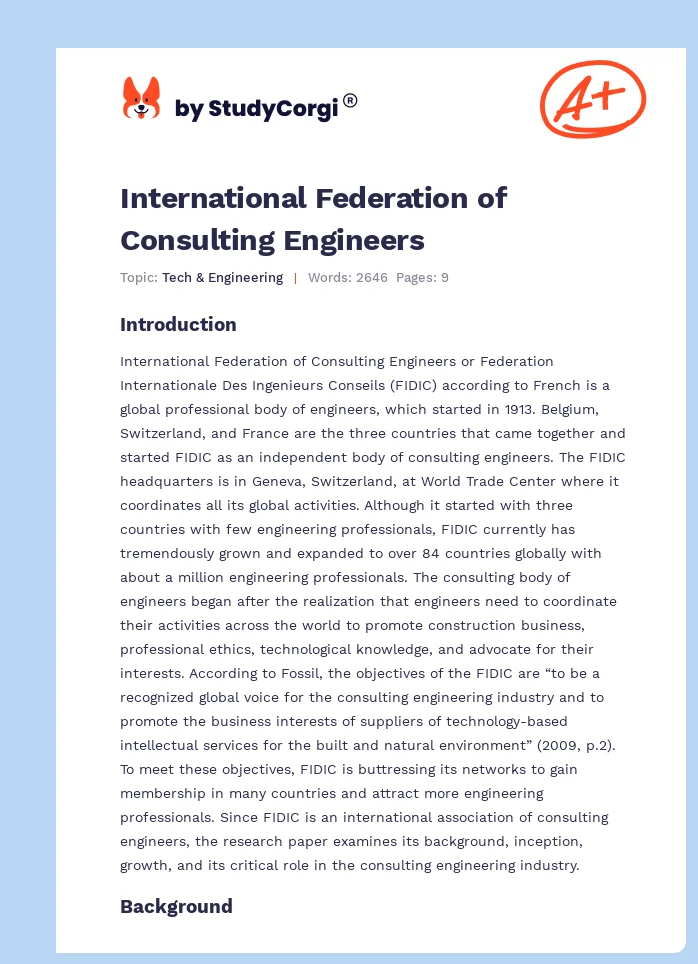 International Federation of Consulting Engineers. Page 1