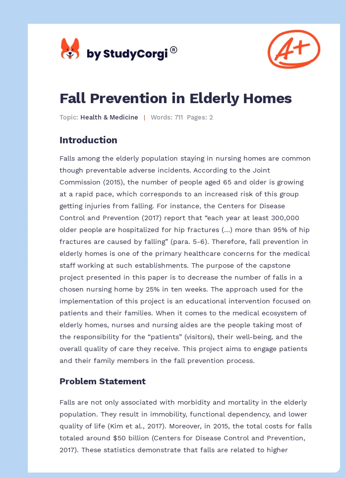 Fall Prevention in Elderly Homes. Page 1