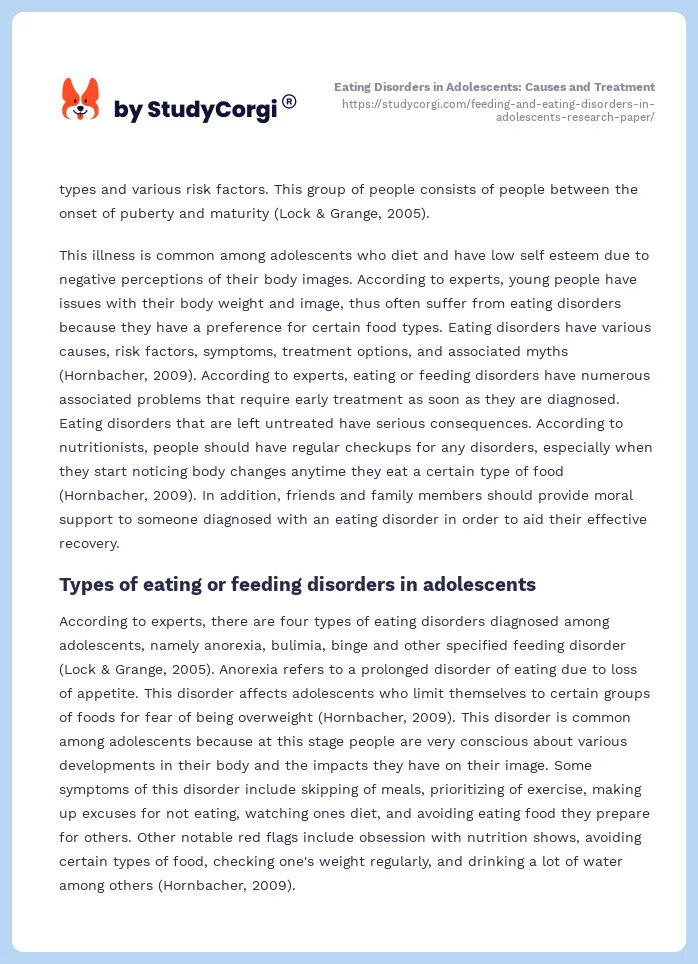 Eating Disorders in Adolescents: Causes and Treatment. Page 2