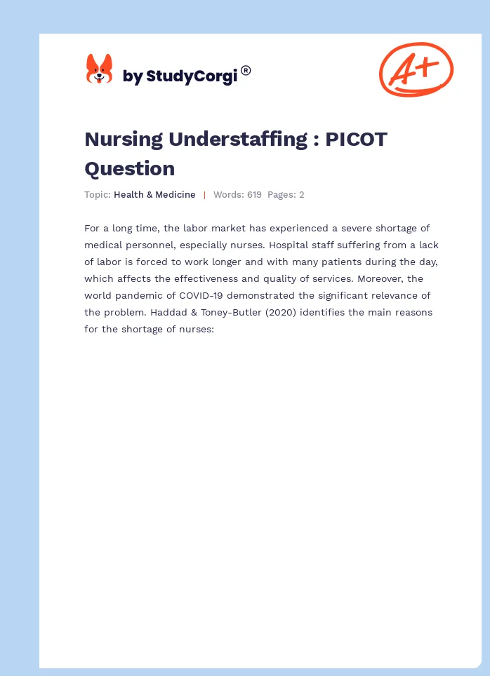 Nursing Understaffing : PICOT Question. Page 1