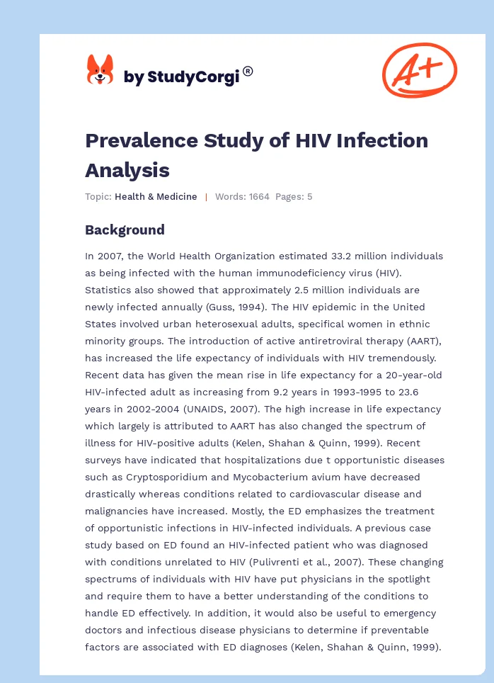 Prevalence Study of HIV Infection Analysis. Page 1