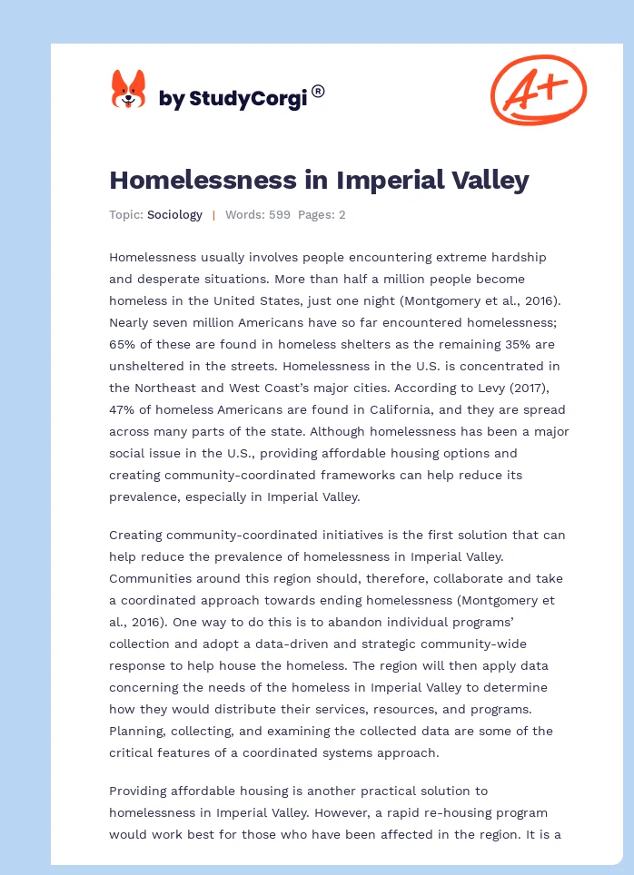 Homelessness in Imperial Valley. Page 1