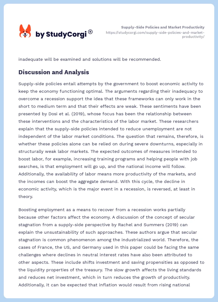 Supply-Side Policies and Market Productivity. Page 2