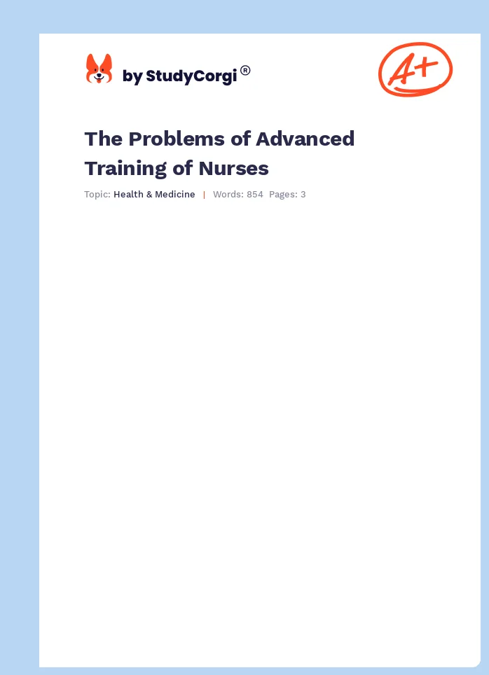 The Problems of Advanced Training of Nurses. Page 1