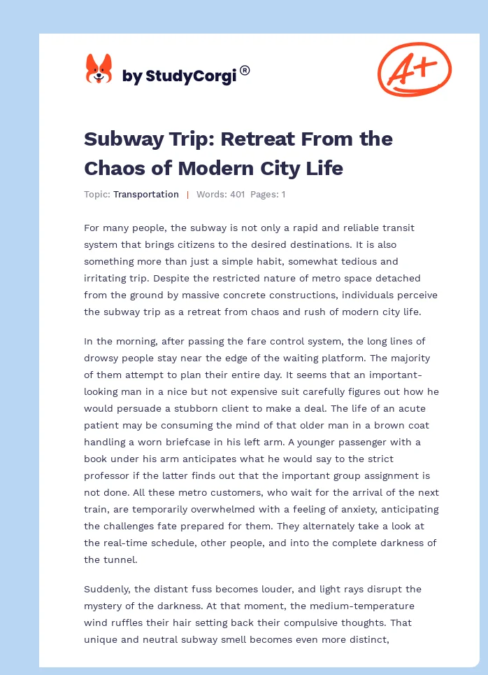 Subway Trip: Retreat From the Chaos of Modern City Life. Page 1