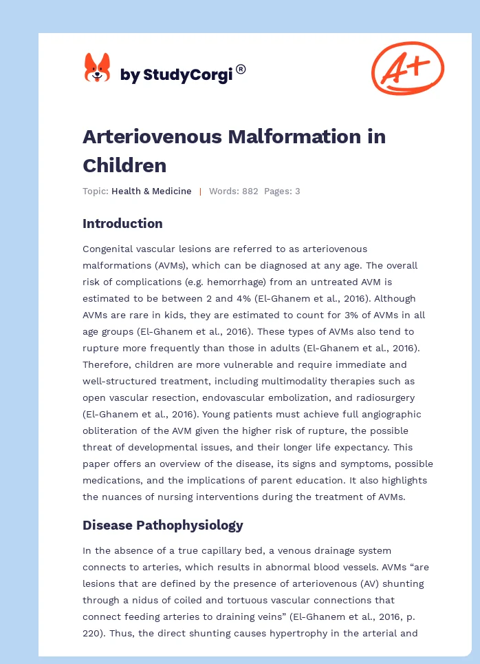 Arteriovenous Malformation in Children. Page 1