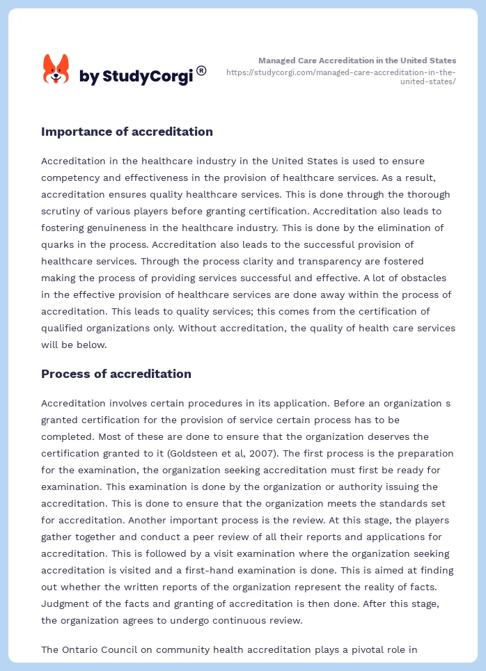 Managed Care Accreditation in the United States. Page 2