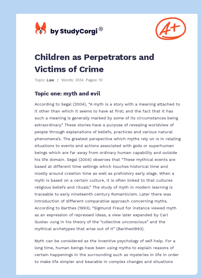 Children as Perpetrators and Victims of Crime. Page 1