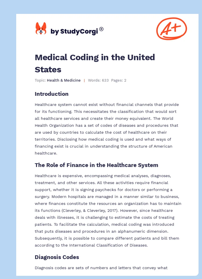 Medical Coding in the United States. Page 1