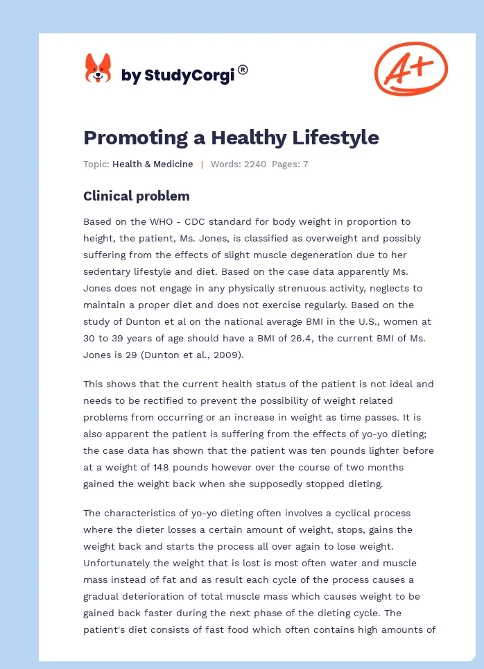 Promoting a Healthy Lifestyle. Page 1