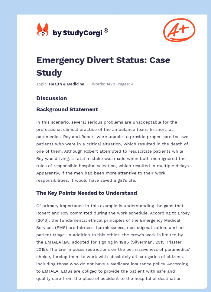 Emergency Divert Status: Case Study. Page 1