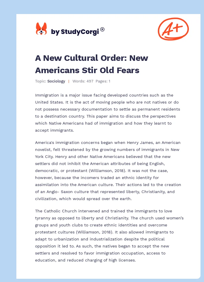A New Cultural Order: New Americans Stir Old Fears. Page 1