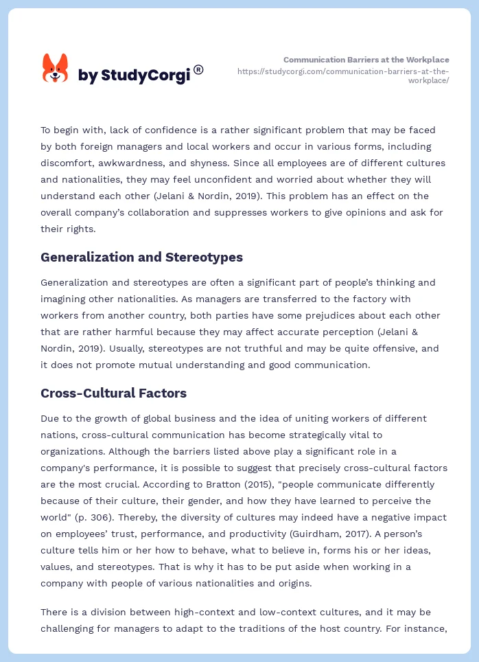 Communication Barriers at the Workplace. Page 2