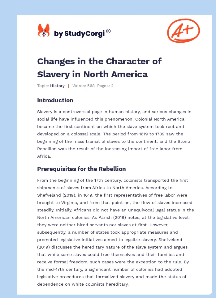 Changes in the Character of Slavery in North America. Page 1