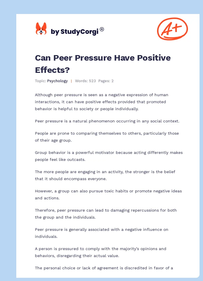 Can Peer Pressure Have Positive Effects?. Page 1