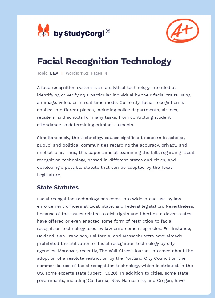 Facial Recognition Technology. Page 1
