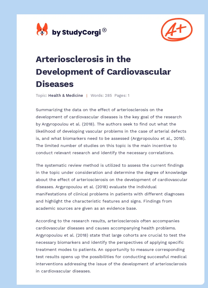 Arteriosclerosis in the Development of Cardiovascular Diseases. Page 1