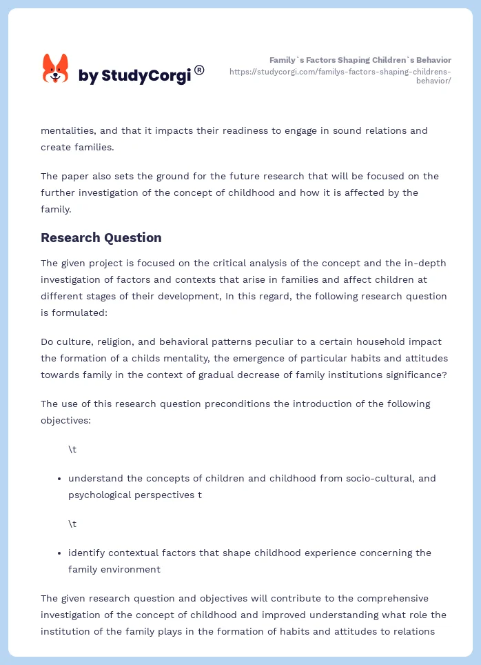 Family`s Factors Shaping Children`s Behavior. Page 2