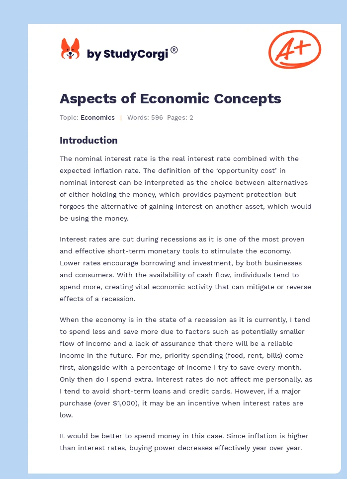 Aspects of Economic Concepts. Page 1
