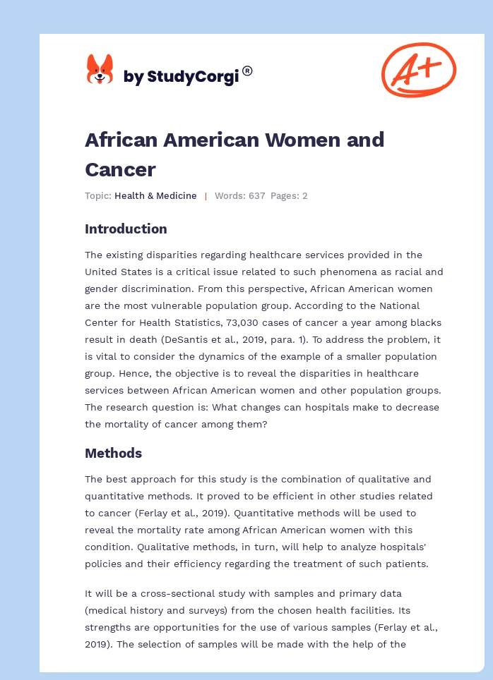 African American Women and Cancer. Page 1