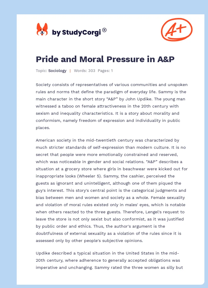 Pride and Moral Pressure in A&P. Page 1