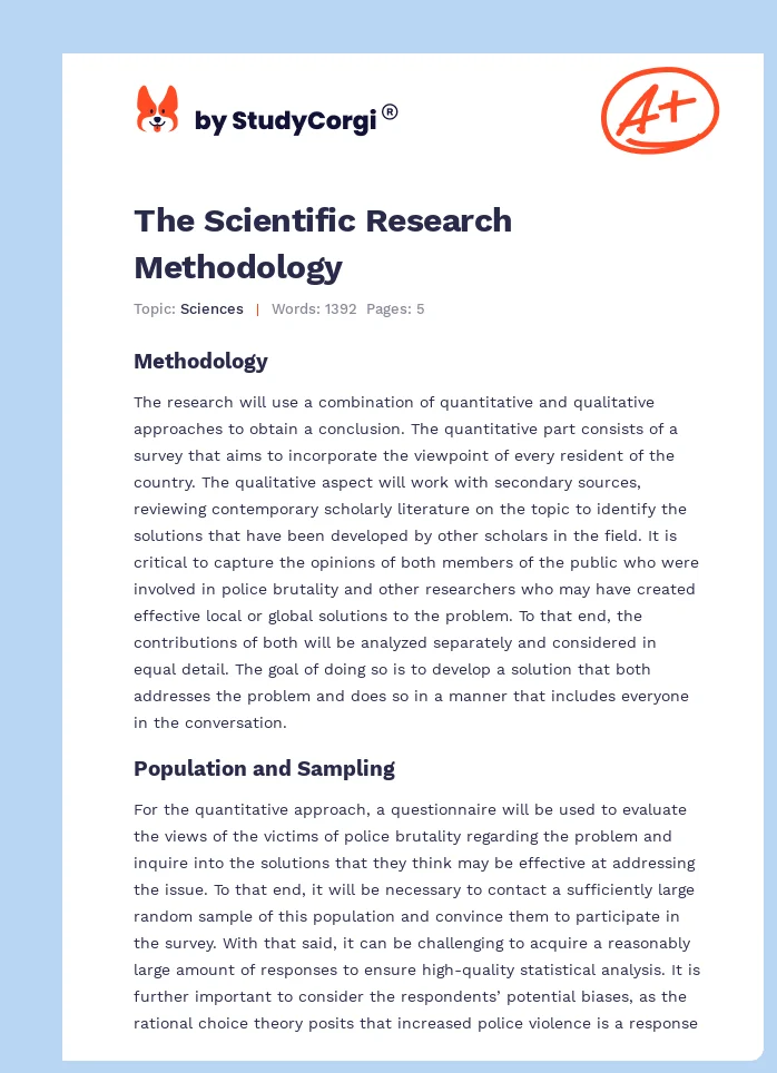 The Scientific Research Methodology. Page 1