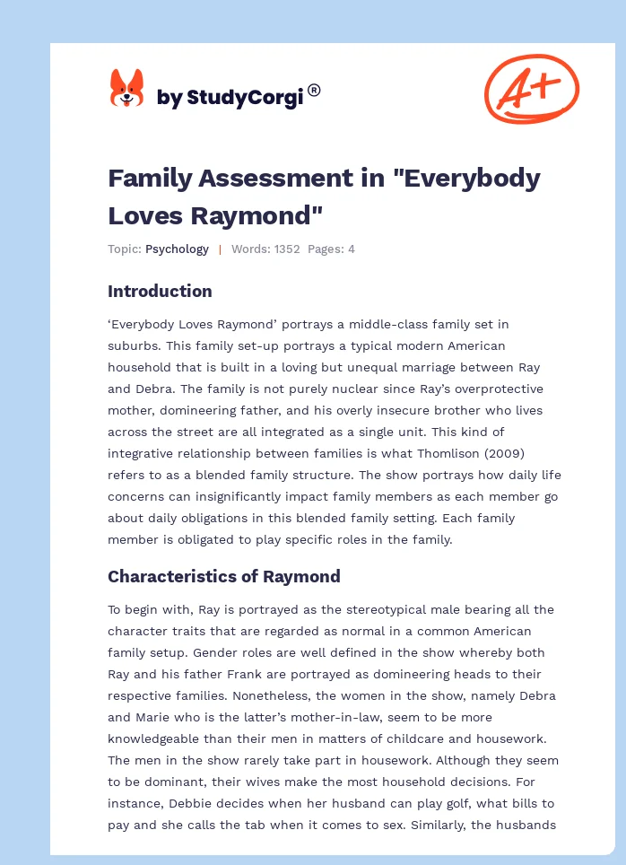 Family Assessment in "Everybody Loves Raymond". Page 1