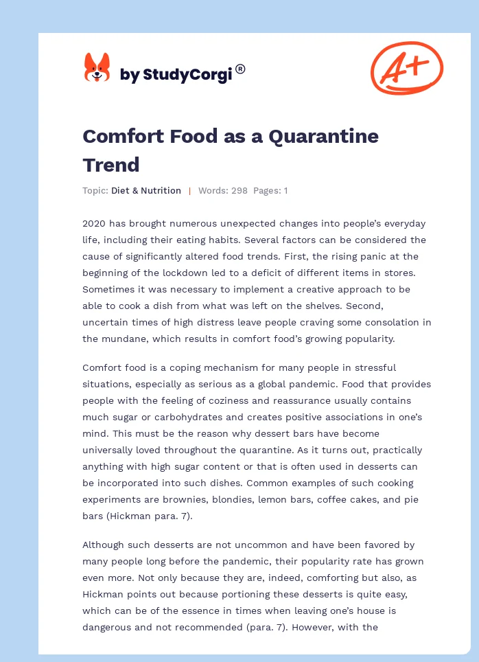 Comfort Food as a Quarantine Trend. Page 1