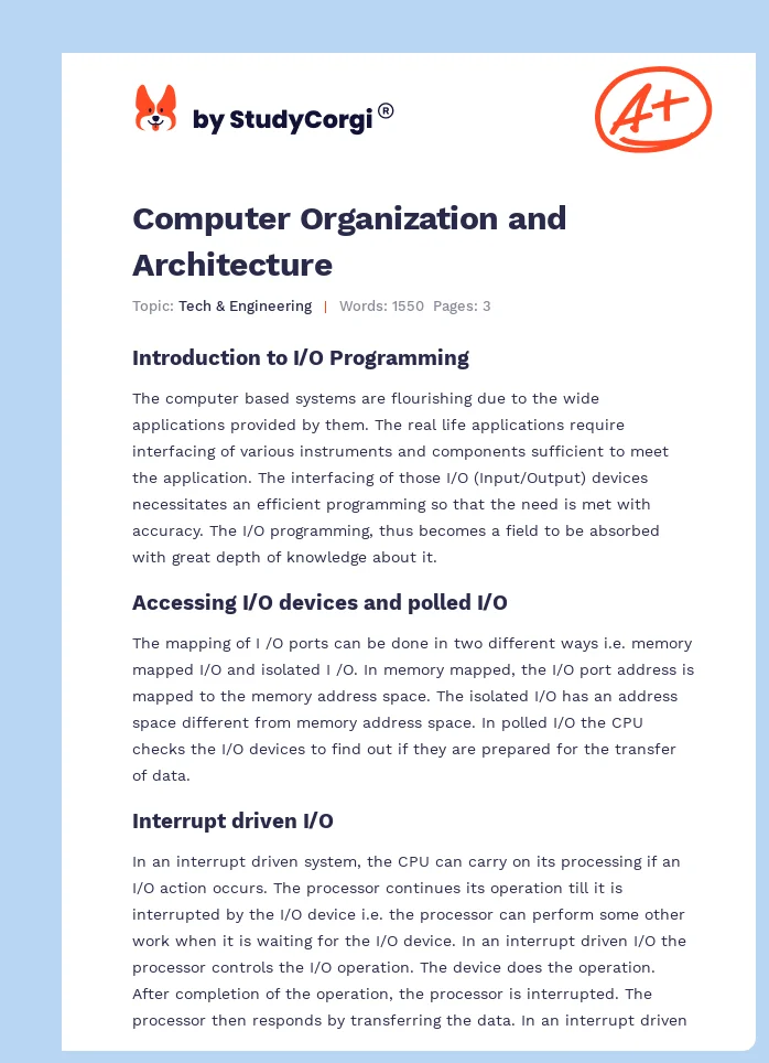 Computer Organization and Architecture. Page 1