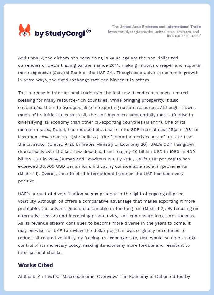 The United Arab Emirates and International Trade. Page 2