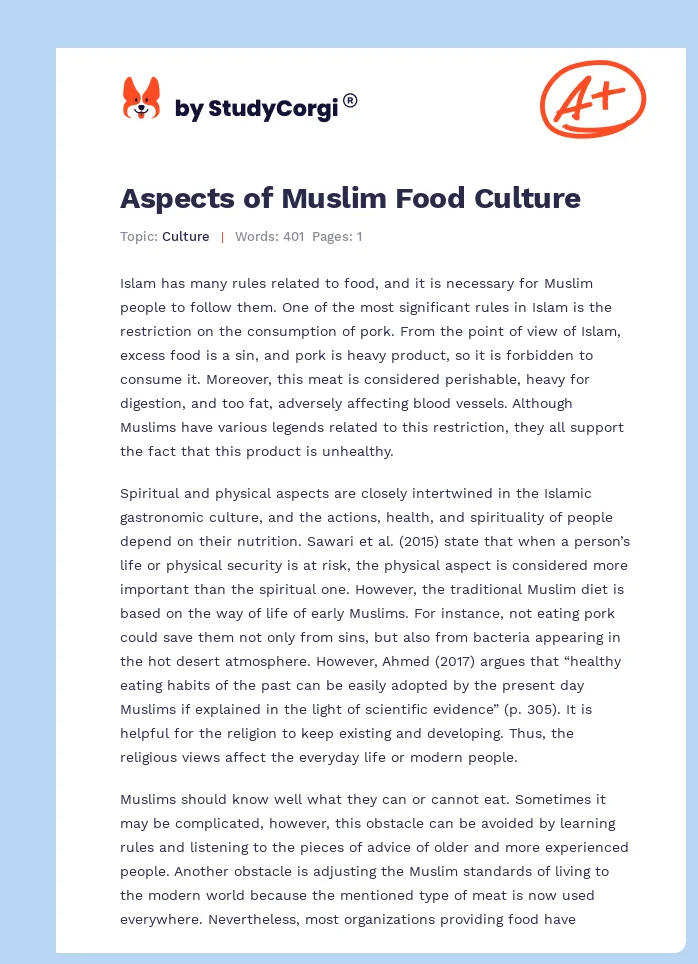 Aspects of Muslim Food Culture. Page 1