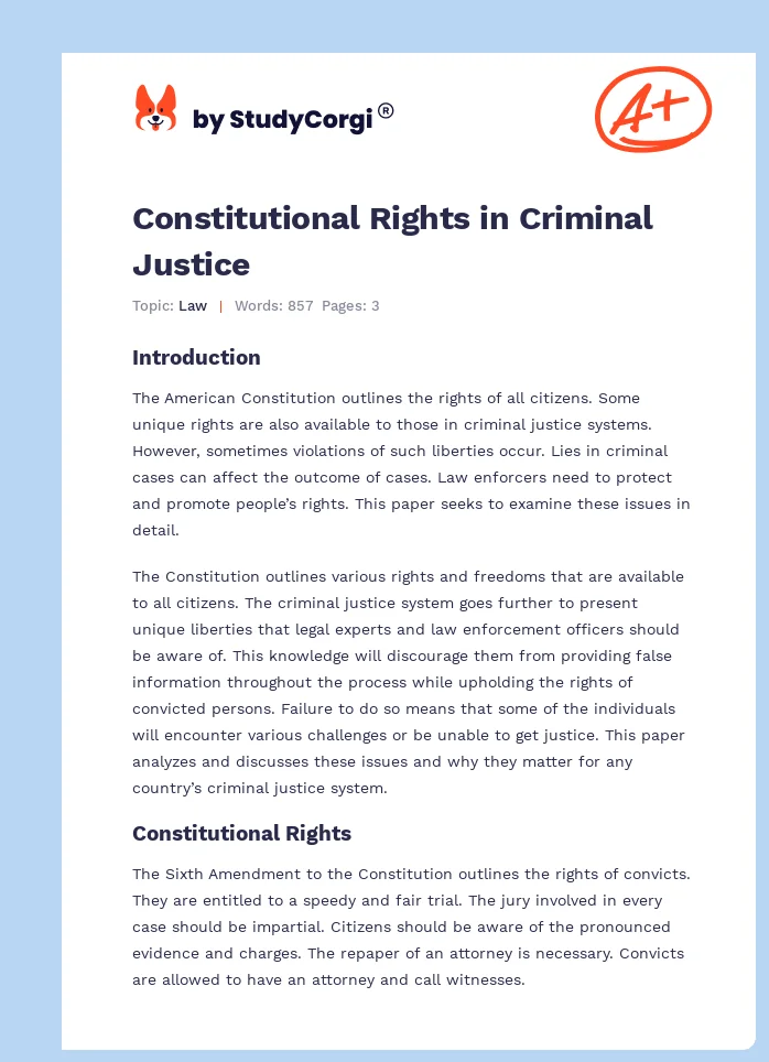Constitutional Rights in Criminal Justice. Page 1