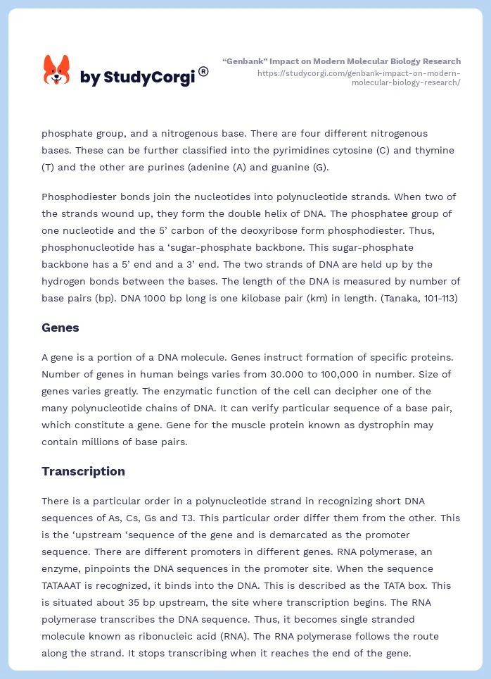 “Genbank” Impact on Modern Molecular Biology Research. Page 2