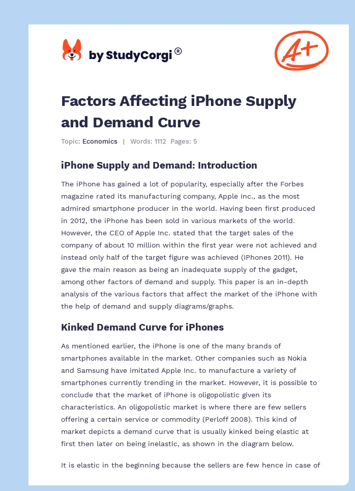 Factors Affecting iPhone Supply and Demand Curve. Page 1
