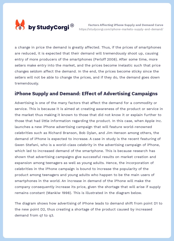 Factors Affecting iPhone Supply and Demand Curve. Page 2