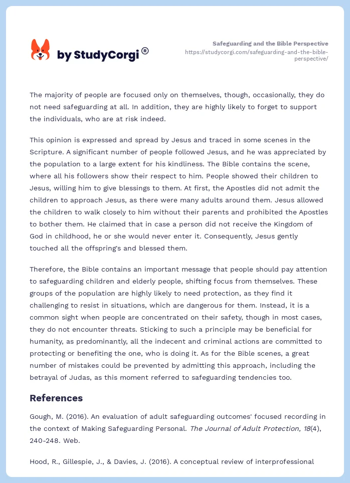 Safeguarding and the Bible Perspective. Page 2