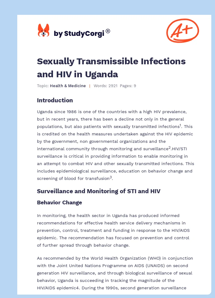 Sexually Transmissible Infections and HIV in Uganda. Page 1
