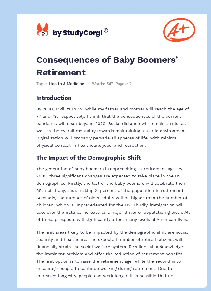 Consequences of Baby Boomers’ Retirement. Page 1