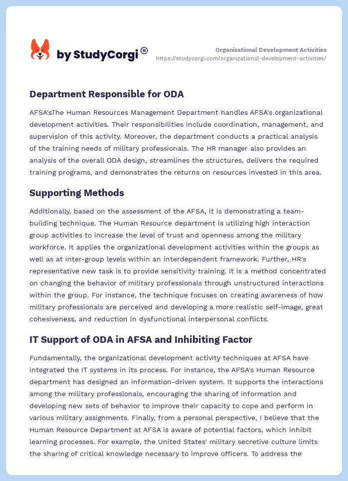 Organizational Development Activities. Page 2