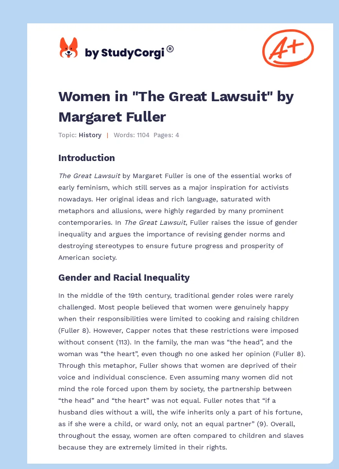 Women in "The Great Lawsuit" by Margaret Fuller. Page 1